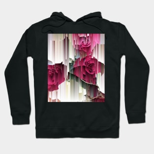 Glitched Red and White Roses Hoodie